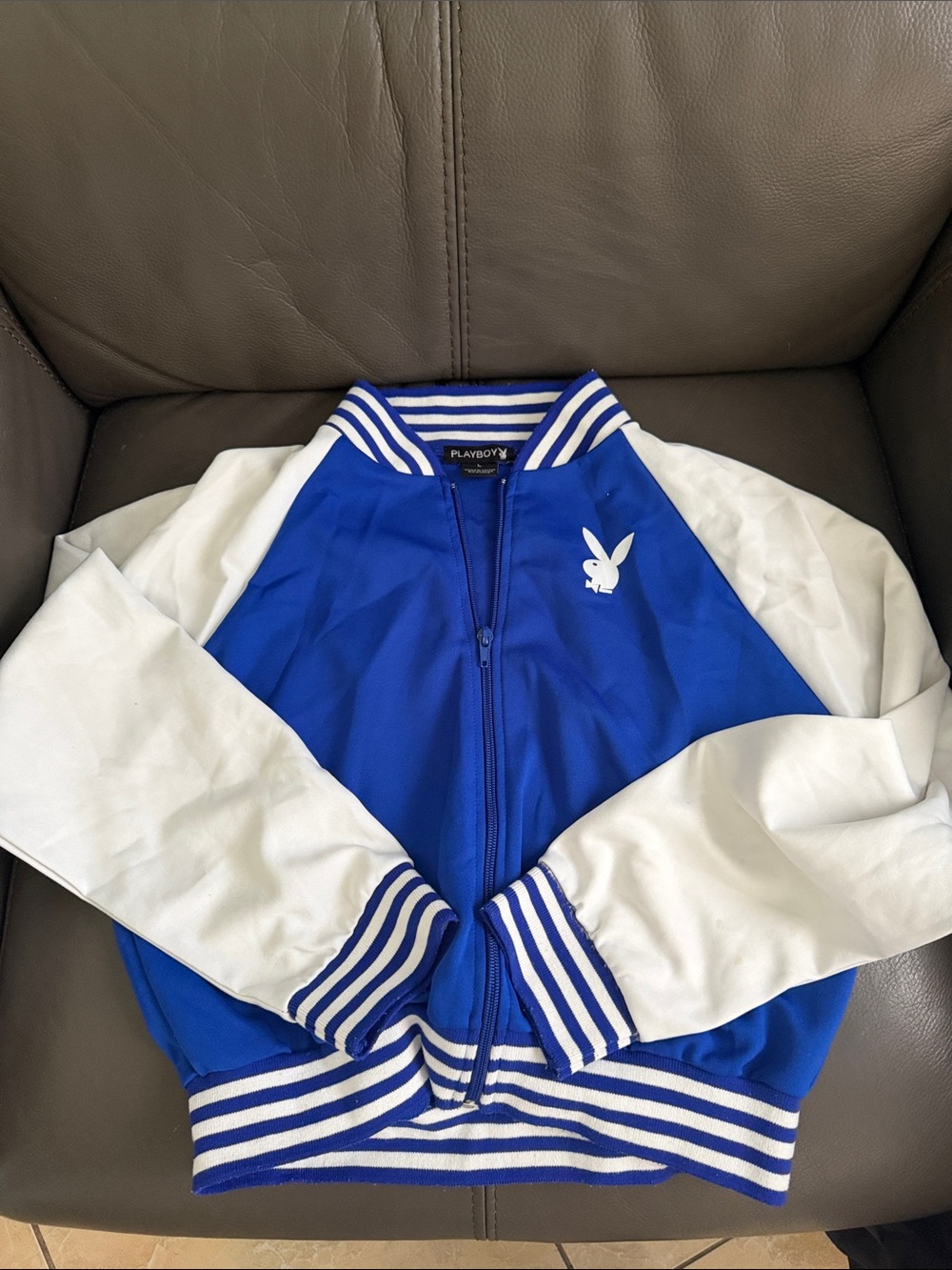 PLAYBOY Royal Blue and White Raglan Track Jacket